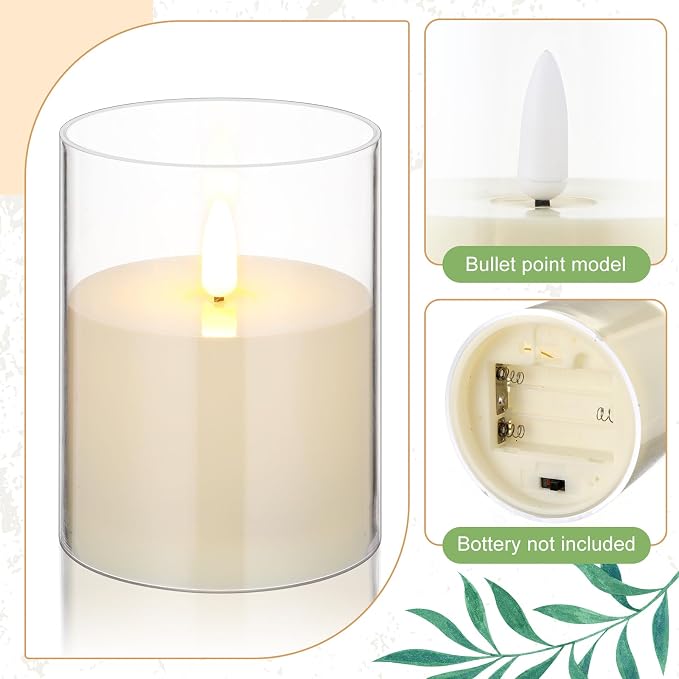 Yunlly 20 Pcs Rose Candle Rings with Flameless Candles Sets, Artificial Flower Eucalyptus Wedding Centerpiece 3 Inch Pillar Candleholders Wreaths for Wedding Party Mother's Day (Champagne)