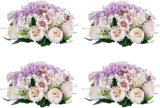 Flower Balls Centerpieces for Tables: 4 PCS Purple Flowers for Centerpieces Floral Arrangements Centerpiece for Wedding Party Celebration Home