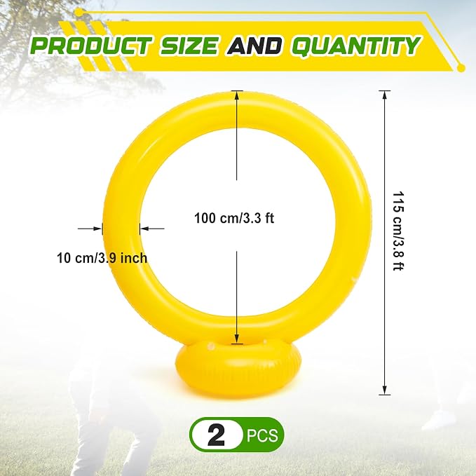 Leyndo 2 Pack The Rings Inflatable Jump Ring Party Supplies 3.8ft Birthday Gold Game Party Decorations for Outdoor Patio Garden Lawn