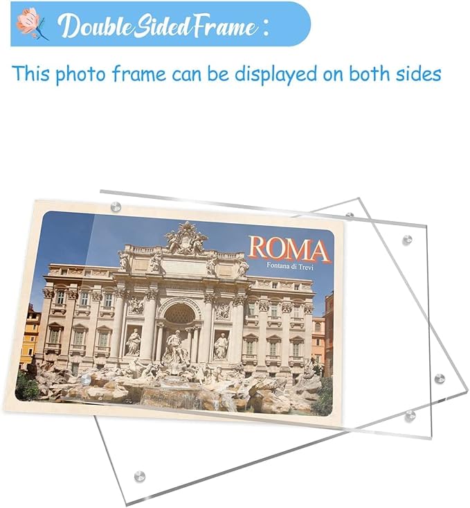 1 Pack Acrylic Picture Frame 11×14 Clear Double Sided Magnetic Photo Frame - Frameless Baby Friend Family Picture Desktop Display with Support Stand and Gift Boxes