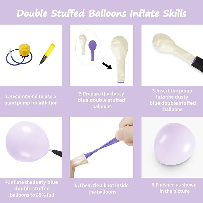 Pearl Purple Balloons, 98PCS Double Stuffed Light Purple Balloon Garland Arch Kit, 18/12/10/5 Inch Different Sizes for Girls Women Wedding Birthday Baby Shower Party Decorations