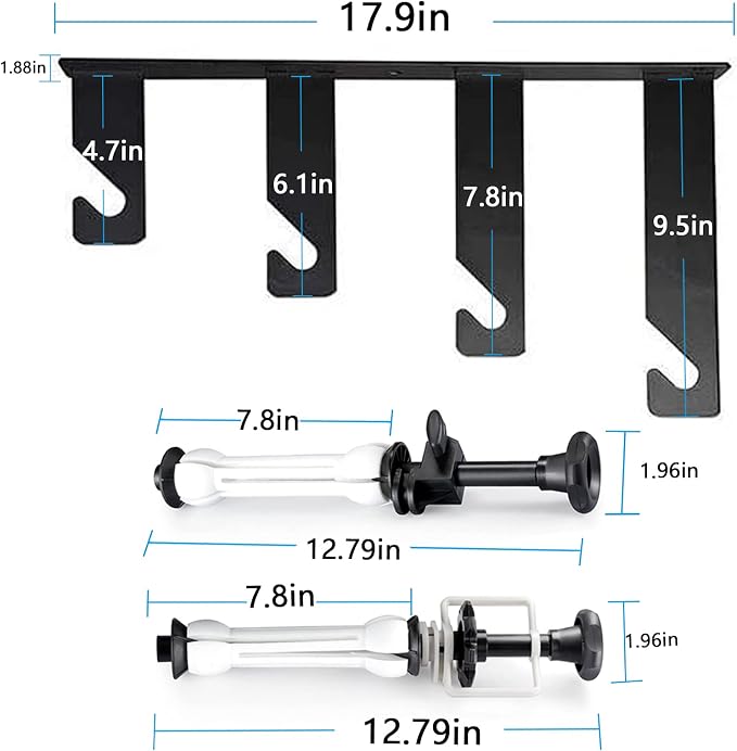 Photography Backdrop Wall Mount Roller System 4 Support Rollers, Manual Photo Background Ceiling Holder, Including 2 Four-fold Hooks, 8 Expand Bars, 4 Chains, for Home Studio Live Shooting