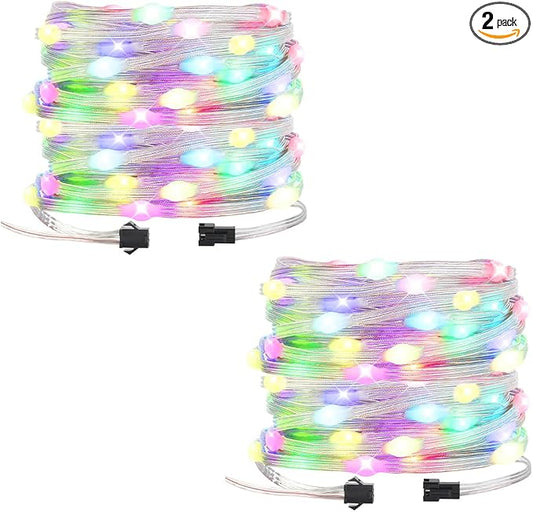BTF-LIGHTING WS2812B IC RGB Pebble Pixel Seed String Roll Individual Addressable Chasing Color Smart Fairy String Light PVC Wire 2Pack 65.6FT 200LED DC12V for Christmas Decor(No Adapter or Controller)