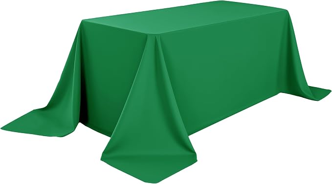 6-Pack 90x132 inch Forest Green Table Cloths, Solid Stain and Wrinkle Resistant Oblong Tablecloth, Premium Plain Weave Polyester Fabric Rectangle Table Linen Covers for Hotel, Wedding