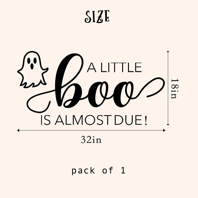 A Little Boo is Almost Due Decal, Halloween Baby Shower Decor Sticker | Halloween Ghost Themed Baby Shower Party Decor Decal, Little Spooky Theme Gender Reveal Sticker for Backdrop, Balloon Arch