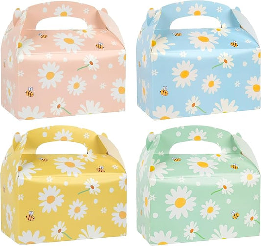 DjinnGlory 36 Pack Cute Daisy Party Favor Treat Boxes, Small Flowers Gable Boxes for Kids Parties Giveaways and Small Busniess 6.18x3.58x3.39 Inches