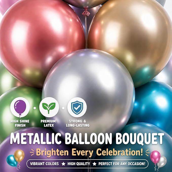 Balloon Column Kit for Floor-7 Colors Metallic Balloon Stand Kit,Base&Pole,Balloon Tower Backdrop Arch Decoration for Wedding,Bridal&Baby Shower,Birthday Party,Anniversary,Graduation