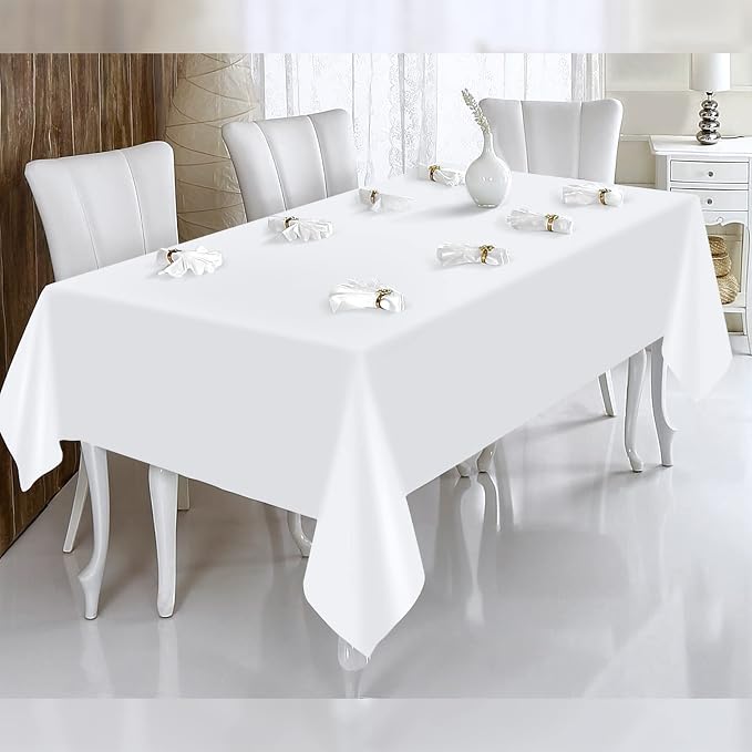 12 Pack White Tablecloths for Rectangle Tables Stain and Wrinkle Resistant Washable Polyester Tablecloth 60 x 126 Inch Table Cloth Rectangle Table 8 Foot Rectangle Table Cloth for Wedding Party