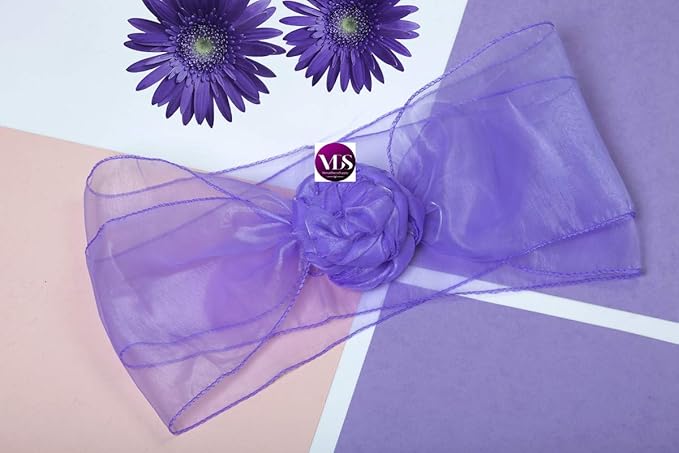 VDS Pack of 75 Organza Chair Sashes for Weddings & Events Décor | Sheer Shiny Dining Chair Bows for Banquet, Party, Reception | Reusable Decorative Sash for Folding & Chiavari Chairs - Lavender