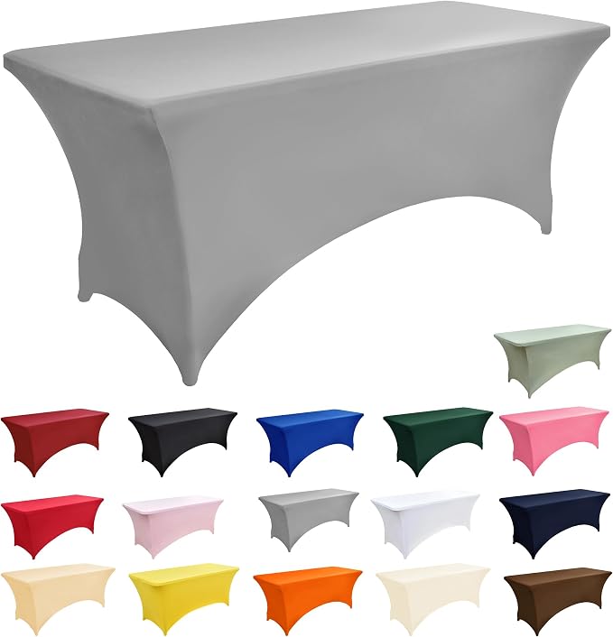 109 2-Pack 4ft Spandex Table Covers for Rectangular Folding Tables - Wrinkle Resistant Stretch Tight Table Cloths - Ultimate Fitted Table Protector for Parties, Banquet, and Wedding