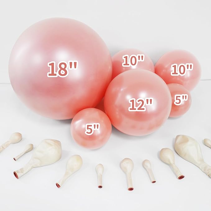 Double Stuffed Pearl Dusty Pink balloons Different Size 115Pcs 5/10/12/18 Inch Pearl Rose Blush Pink Balloon Garland Arch kit for Boho Birthday Wedding Engagement Bridal Baby Shower Party