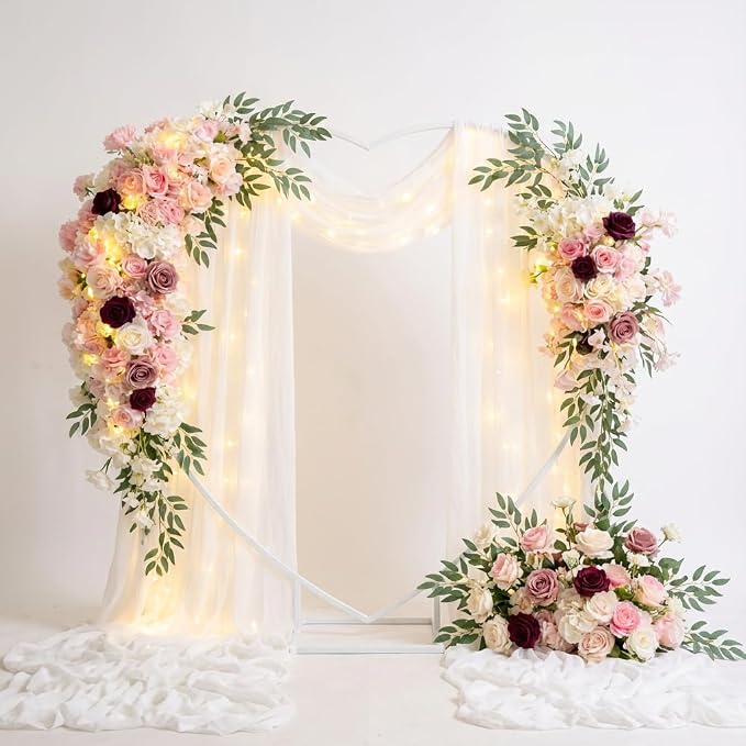 6.6 FT Heart Arch Stand, Balloon Arch Stand Kit with Base - Gold Heart Shaped Wedding Arch Frame for Proposal, Valentine‘s Day Backdrop, Birthday, Baby Shower Decor (white)