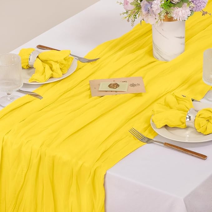 MLMC 10 Pack Cheesecloth Napkins Washable Cloth Napkins 21"x21" Boho Reusable Table Napkins in Bulk for Back to School Bridal Baby Shower Events Table Decor Yellow