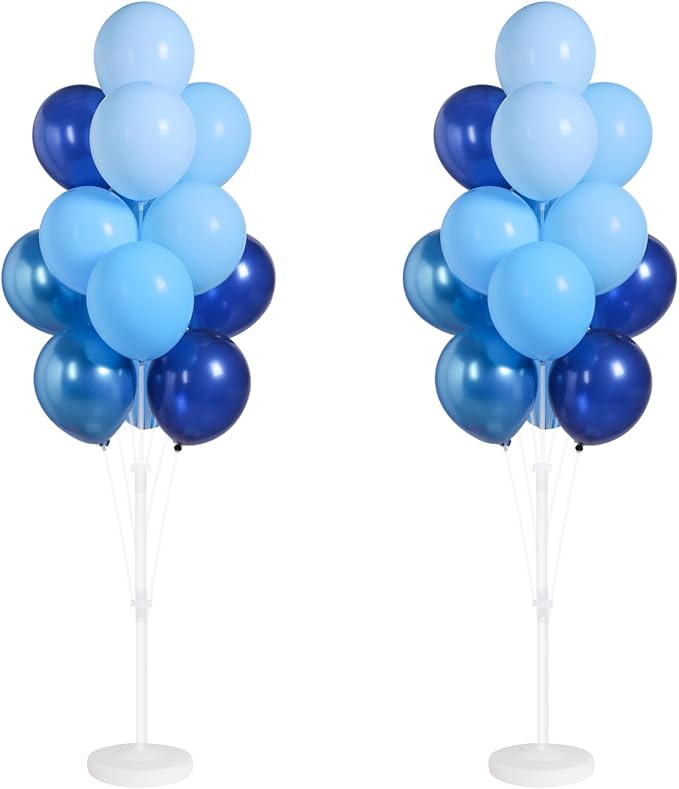 Balloon Sticks with Base for Floor&Table,Metallic Pearl Baby Blue Balloon Column Stand Kit Adjustable 20"-63",Base&Pole,Backdrop Decoration for Party Wedding Baby Shower Birthday