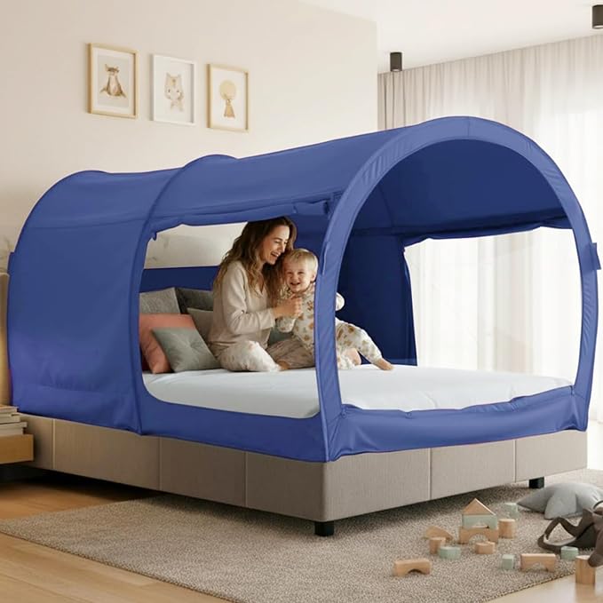 LEEDOR® Bed Tent Dream Tent Bed Canopy Shelter Cabin Sleeping Tent Indoor Pop Up Privacy Warm Breathable Mosquito Mesh Twin/Full/Queen for Kids and Adult (Mattress Not Included)