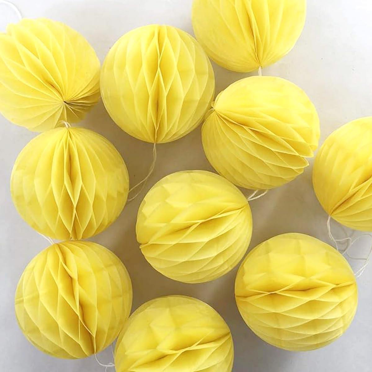 20pcs Honeycomb Decoration - Paper Flower Balls, Tissue Pom Poms for Birthday Wedding Home Decor (3inch, Yellow)