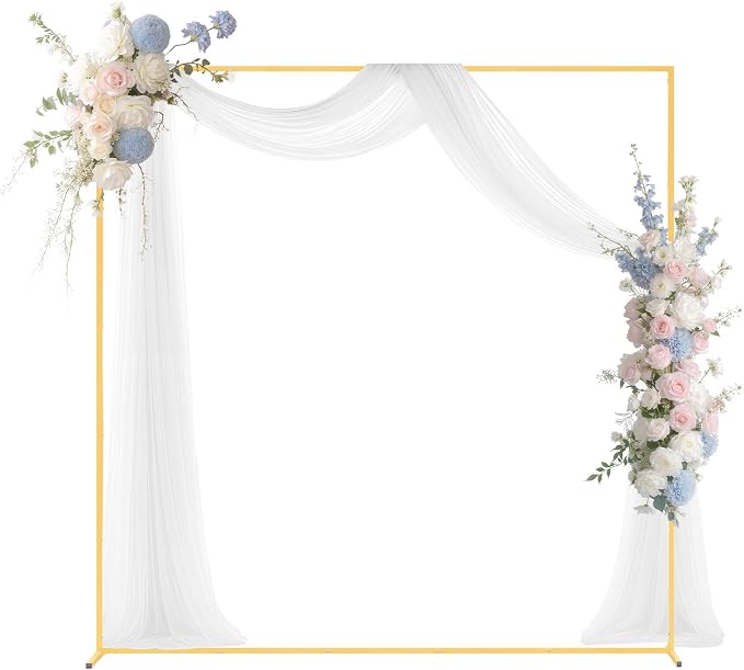 VEVOR Arch Backdrop Stand, 6.6 x 6.6 ft, Stable Structure, Easy Assembly, Square Gold Metal Arch Backdrop Stand for Wedding, Birthday Party, Graduation, Holiday Celebration, and Ceremony Decoration
