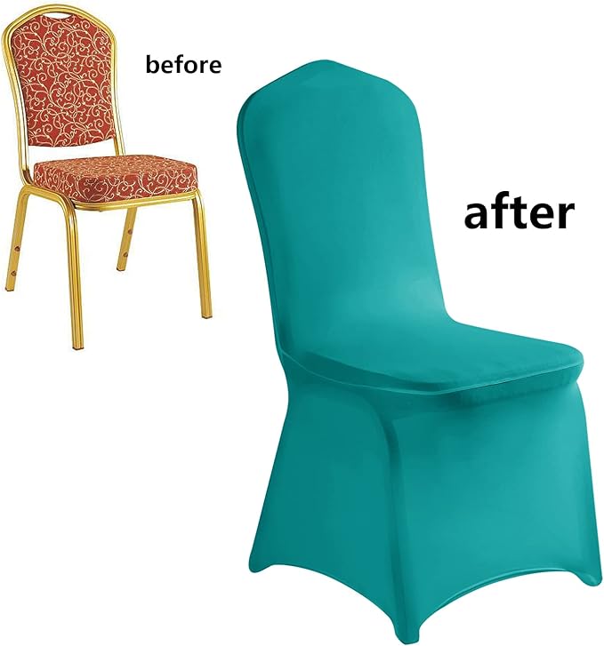 LZY 20pcs Spandex Chair Cover Stretch Slipcovers for Wedding Party, Dining Banquet Chair Decoration Covers (Turquoise, 20)