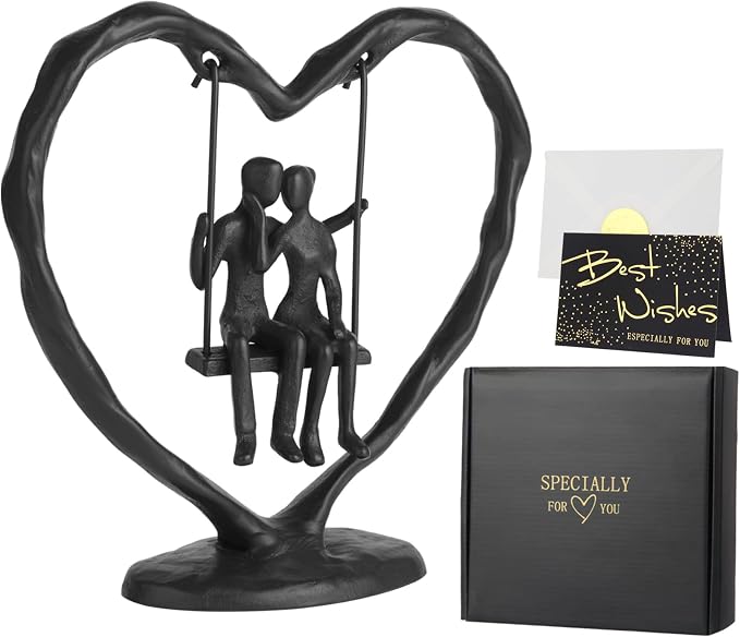 Iron Heart Statue Anniversary Wedding Gift for Her Wife Him and Couple, Heart Sculpture Decoration, Heart Figurine, Couple Figurine Statue, Valentine's Day Birthday Gifts, Cast Iron