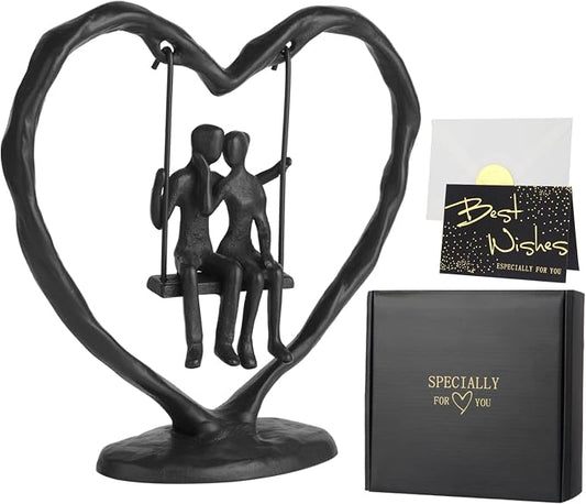 Iron Heart Statue Anniversary Wedding Gift for Her Wife Him and Couple, Heart Sculpture Decoration, Heart Figurine, Couple Figurine Statue, Valentine's Day Birthday Gifts, Cast Iron