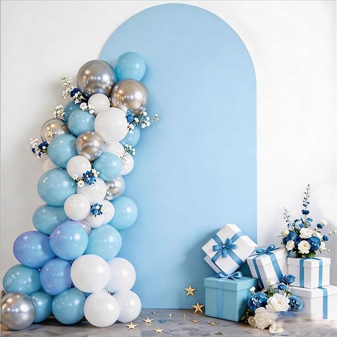 7.2 FT Arch Backdrop Cover, JFDYDM Baby Blue Wedding Arch Cover 7.2 FT, Baby Blue Chiara Backdrop Cover for Party Baby Shower Proposal Birthday