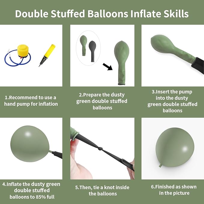 Dusty Green Double Stuffed Balloons Different Size 115Pcs 5/10/12/18" Sage Green Balloons Garland kit for Birthday Baby Shower Wedding Engagement Bridal Shower Party