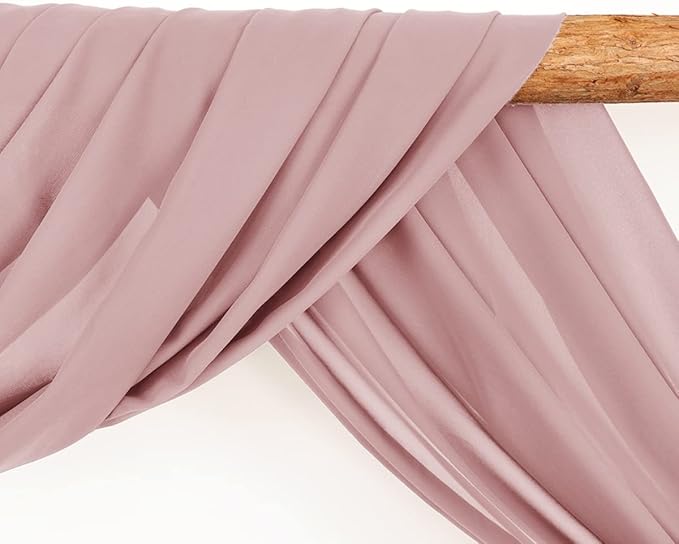 LINXTAR Wedding Arch Draping Fabric 30'' x 18FT Sheer Chiffon Arch Drape Backdrop 2 Panel Dusty Rose Drapes for Bridal Shower Baby Shower Church Decor Birthday Party Outdoor Decoration