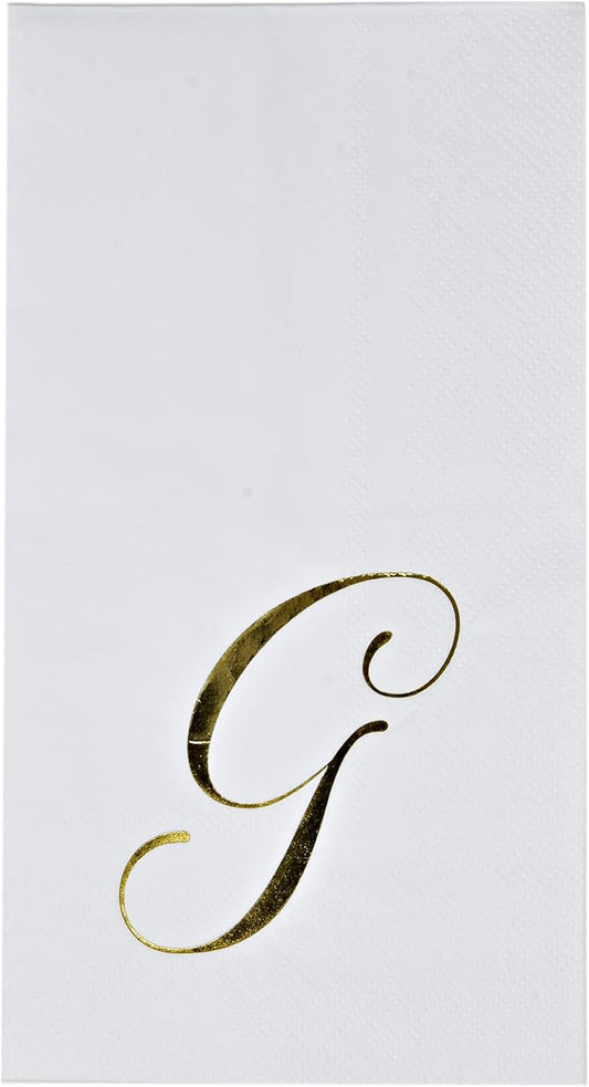 G Monogram Guest Napkins 100 Pack Initial Letter Personalized Napkins Paper Disposable Bathroom Towels Wedding Party Table Decor Supplies