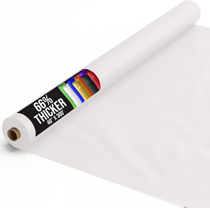 Party Solids 66% Thicker Premium White Plastic Table Cover Roll 40" X 300' Table Cloth Plastic Cover Roll Quality Thick Banquet Rolls Disposable Tablecloth Rolls Strong American Based Company