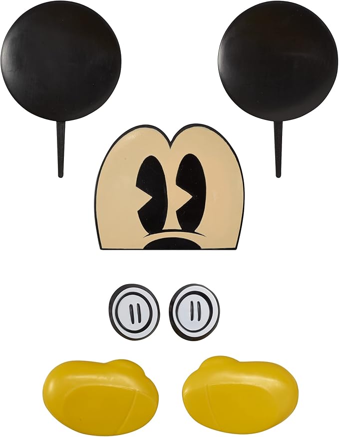 DecoSet® Disney Mickey Mouse Cake Topper, 7-Piece Topper Set with Ears, Eyes, Buttons and Shoes, Made of Food-Safe Plastic