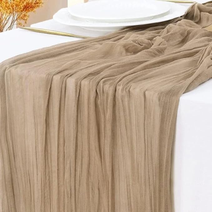 Cheesecloth Table Runner | Boho Fabric Cheese Cloth Table Runner Rustic Sheer Table Runners for Wedding, Bridal Shower, Birthday Party Décor(Nude,Pack of 3)