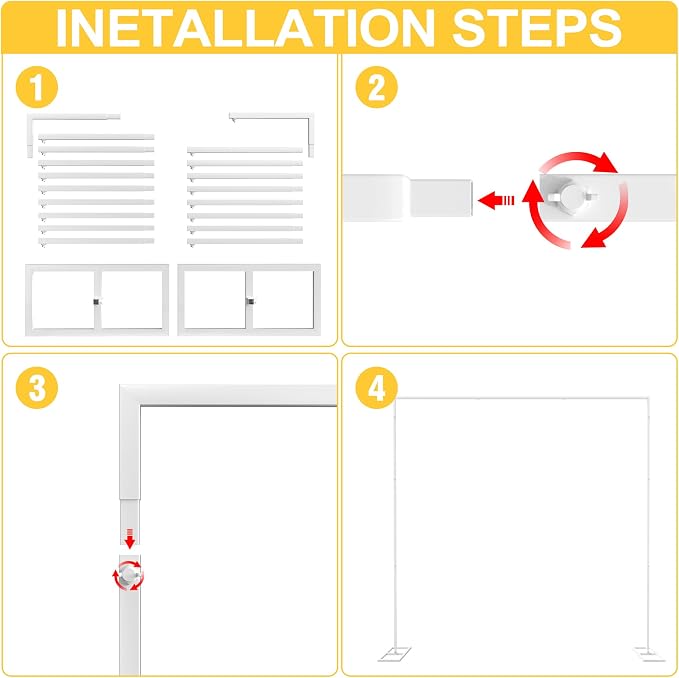 Putros Heavy Duty Backdrop Stand 8ft x 8ft White Pipe and Drape Kit Adjustable Metal Backdrop Sand for Wedding Photobooth Exhibition Decoration