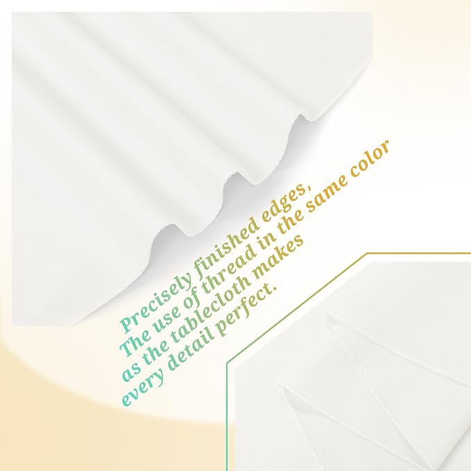 Teruntrue 12 Packs Ivory Round Tablecloths 90 inch Round Table Cloth, Washable Polyester Fabric for Wedding Parties Banquet Holiday Dinner Table Decorative, Ivory
