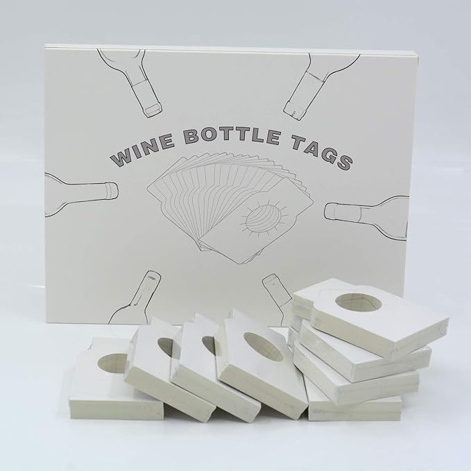220 Count Disposable Double Sided Wine Bottle Tags, Paper Wine Cellar Labels for Wine Racks and Cellars,White Paper Wine Bottle Tags