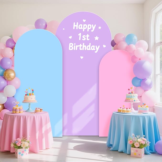 Arch Covers Stretchy Backdrops Set of 3 Wedding Arch Backdrop Cover 7.2FT 6.6FT 6FT Rainbow Arched Stand Cover Chiara Backdrop Covers Arches Spandex for Baby Shower Graduation Wedding Arches Decor