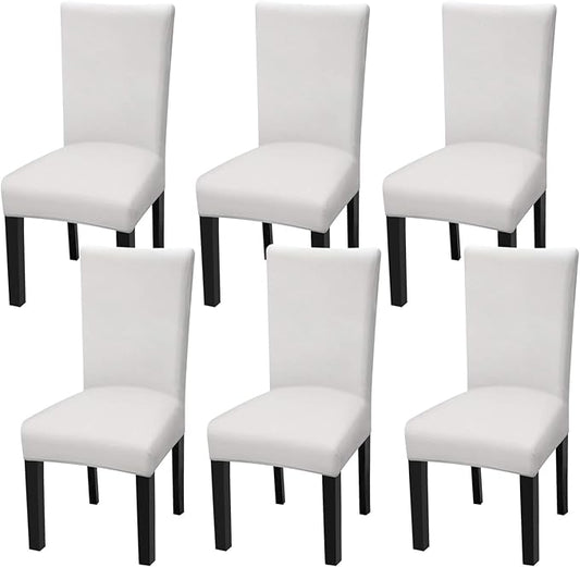 Fuloon 6 Pack Super Fit Stretch Removable Washable Short Dining Chair Protector Cover Seat Slipcover for Hotel, Dining Room, Ceremony, Banquet Wedding Party