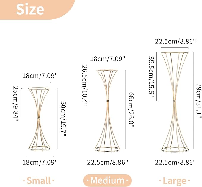 NUPTIO 2 Pcs Trumpet Vases for Centerpieces 26in Tall Gold Vase, Wedding Centerpieces for Tables, Artificial Arrangement Flower Stand for Anniversary Party Birthday Event Aisle Home Reception Decor