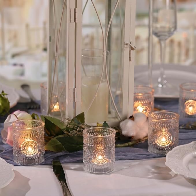 30 Pcs Clear Votive Candle Holders for Wedding, Glass Tea Lights Holder, | Ideal for wedding centerpieces. Fits standard tea lights, small votive candles for versatile decorating.