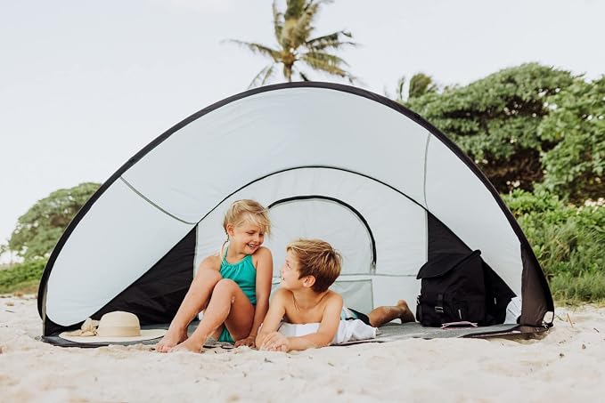 PICNIC TIME NCAA Georgia Tech Yellow Jackets Manta Portable Beach Tent, Pop Up Tent, Beach Sun Shelter Pop Up, (Gray with Black Accents)