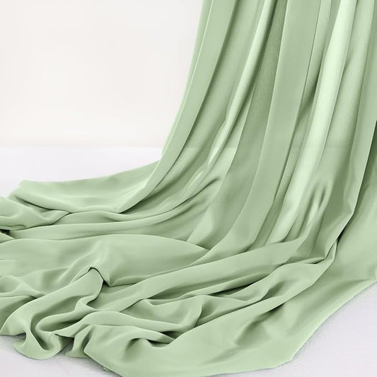 MLMC Sage Green Chiffon Fabric by The Yard Pre-Cut Sheer Chiffon Arch Fabric 10 Yards Airy Continuous Draping Panels 60 inch Wide for Wedding Backdrop Craft Ceiling Decor