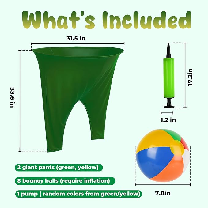 Granny Pants Yard Game, Granny Pants with Bouncy Balls & Pump, Giant Pants Outdoor Game & Big Pants Ball Catch Game, Granny Pants Game for Kids & Adults, Perfect for Family Reunion Games