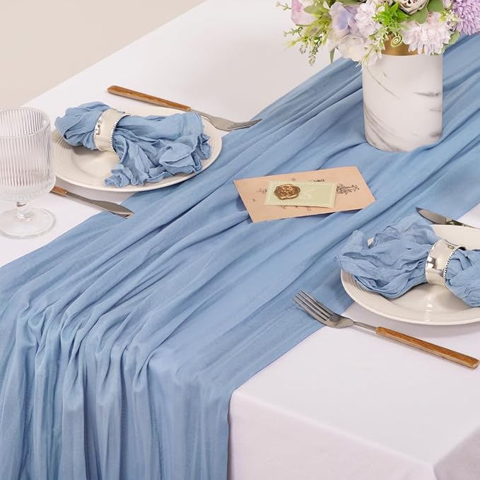 MLMC 100 Pack Cheesecloth Napkins Bulk Dinner Cloth Napkins 21"x21" Boho Reusable Napkins in Bulk for Wedding Bridal Baby Shower Events Table Decor Dusty Blue