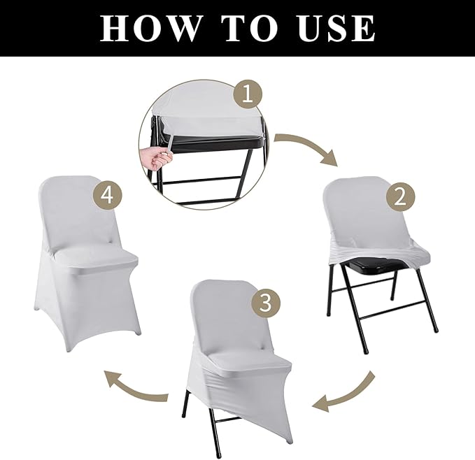 magalo 20 Pack Silver Spandex Folding Waterproof Chair Cover, Stretch Chair Cover Protector for Wedding, Party, Dining Banquet and Other Special Events