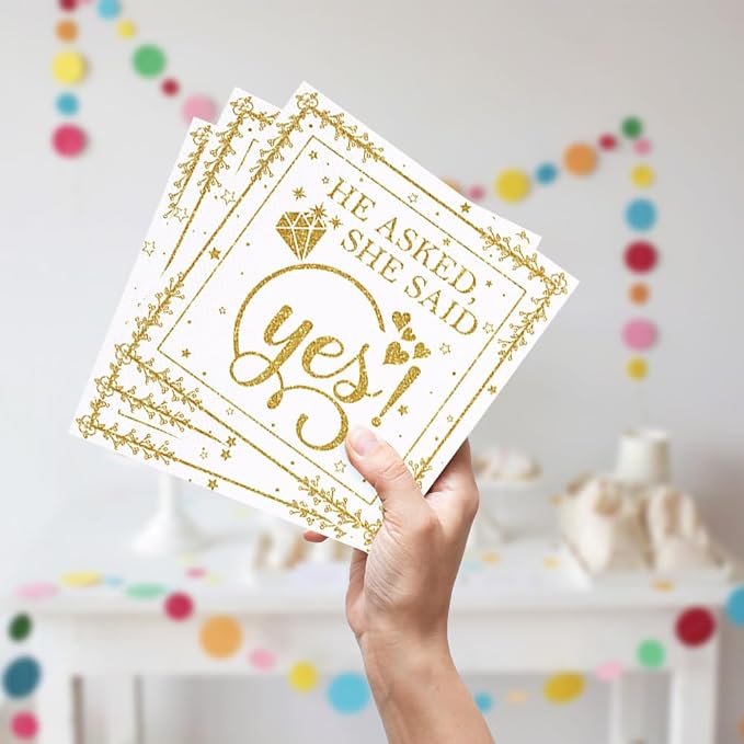 Happy Engagement Party Tableware Set 96 Pcs Engagement Disposable Plates Napkins Forks She Said Yes Wedding Bridal Shower Decorations Serve 24 Guests