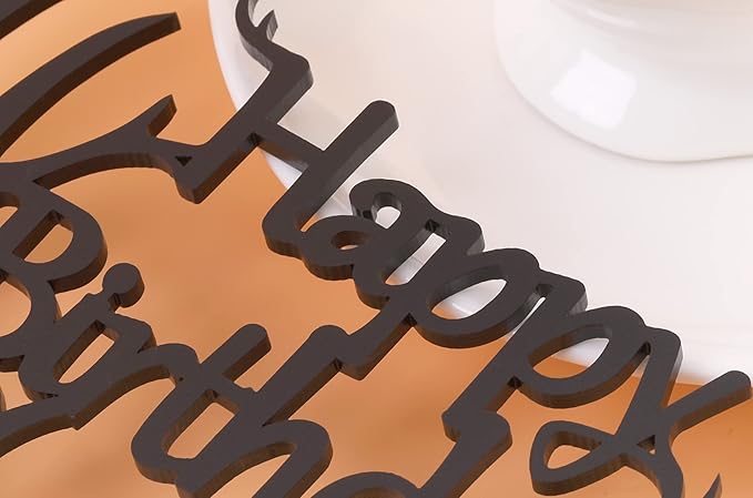 LOVENJOY Gift Boxed Antler Happy Birthday Cake Topper Black Frosted Acrylic, Hunting Birthday Cake Topper for Men Dad Hunter