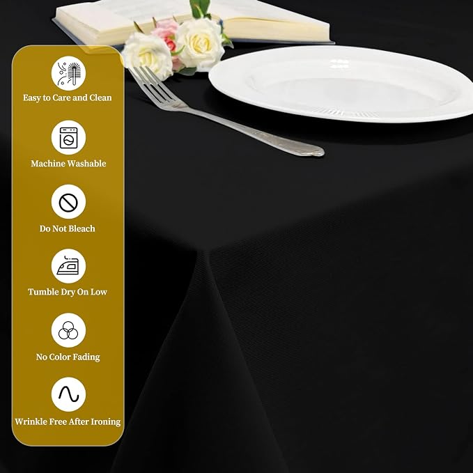 12 Pack Black Tablecloths for Rectangle Tables Stain and Wrinkle Resistant Washable Polyester Tablecloth 60 x 102 Inch Table Cloth Rectangle Table 6 Foot Rectangle Table Cloth for Wedding Party