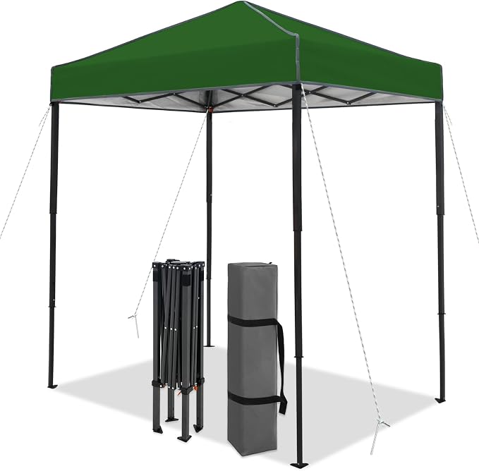 6x4 Pop Up Canopy Tent, Instant Portable Beach Canopy, Outdoor Tent with Carry Bag for Camping, Sports, Tailgating, Events, Green