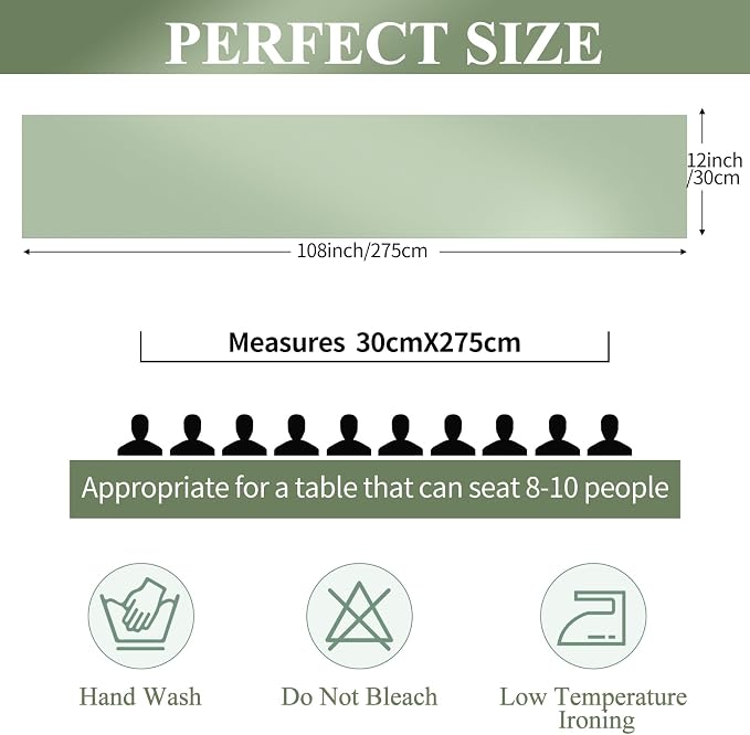 24 Pack Sage Green Satin Table Runners, 12 x 108 Inch Long Table Runners for Rectangle Round Tables,Smooth Satin Table Runner for Wedding,Birthday Party Banquets Graduation Engagements Decoration