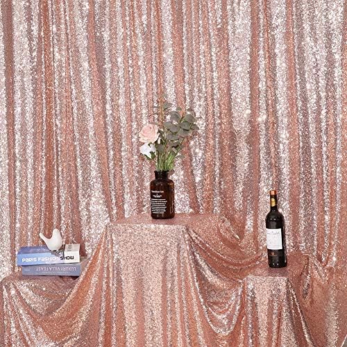 Eternal Beauty Rose Gold Sequin Backdrop, 6x8 Ft Glitter Background Curtains for Mother's Day Shimmer Photography Party Wedding Birthday Back Drop Decor