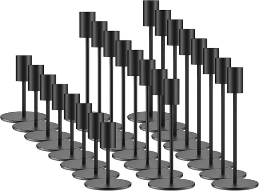 zeochyni Set of 24 Black Taper Candle Holders Bulk Candlestick Holders, Decor Candle Stick Candle Holder for Table or Mantel Centerpiece, Wedding, Dinning, Party Home Decor